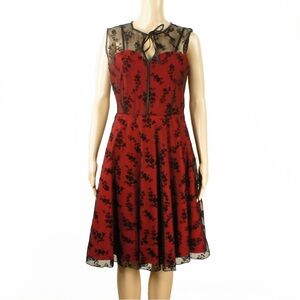 NWT Voodo Vixen Goth Rockabilly Pinup Black Sheer Lace Layered Retro Dress